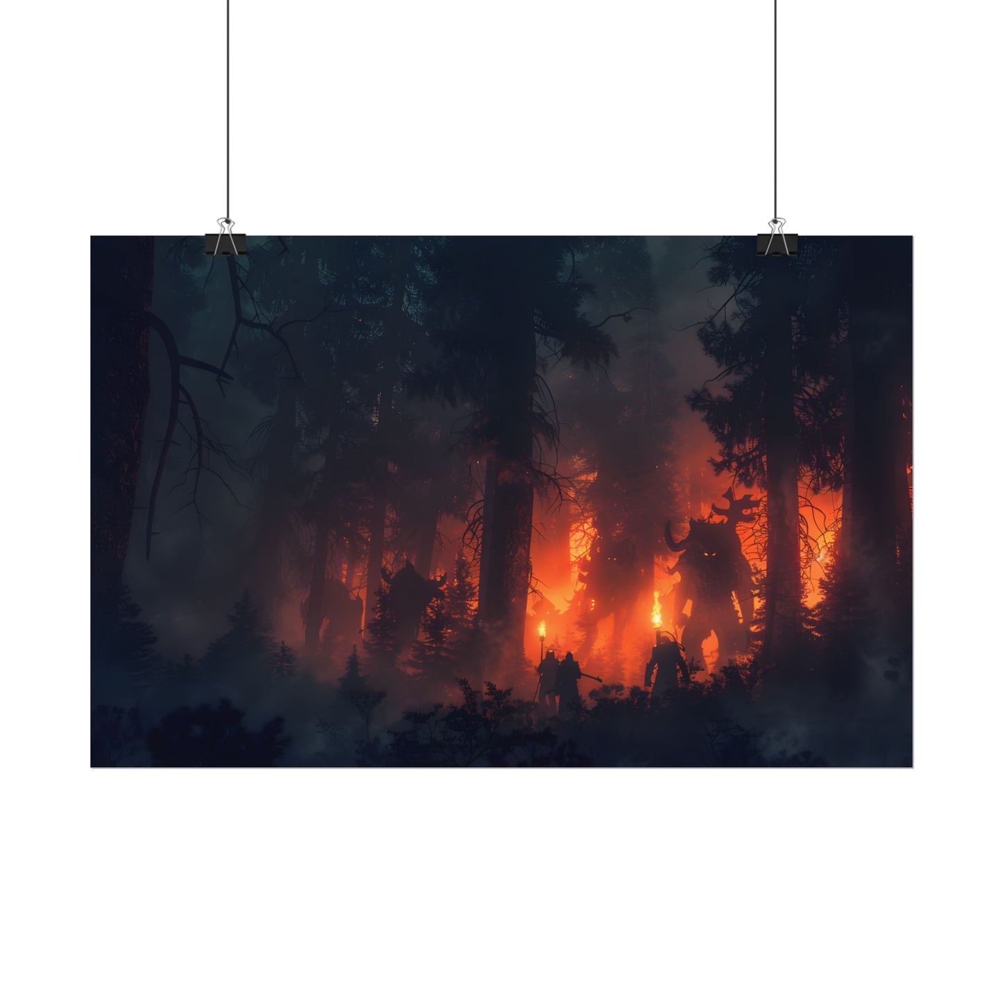 Misty Sunset Gathering: A Group in Nature's Embrace - Poster