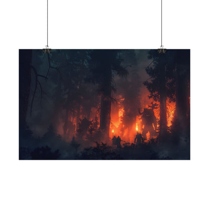 Misty Sunset Gathering: A Group in Nature's Embrace - Poster