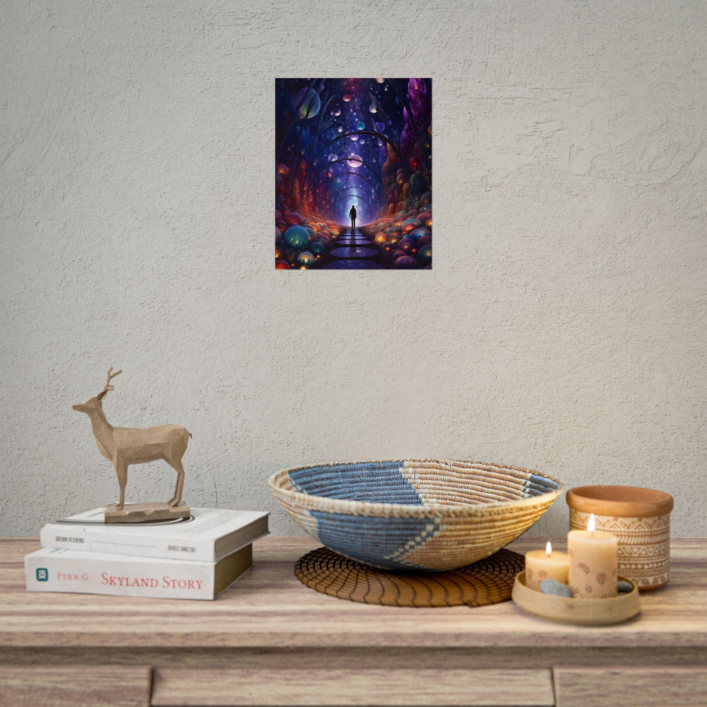 Celestial Art Gallery: Indoor Space with Starry Canvas - Poster