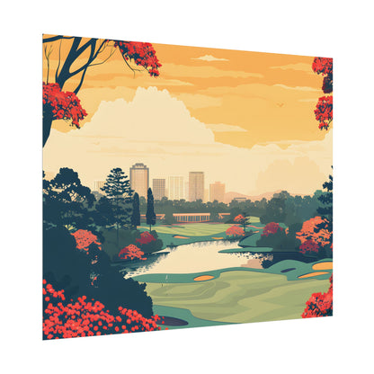 Retro-Style Augusta Georgia Golf Course: Vibrant Illustration Art - Poster