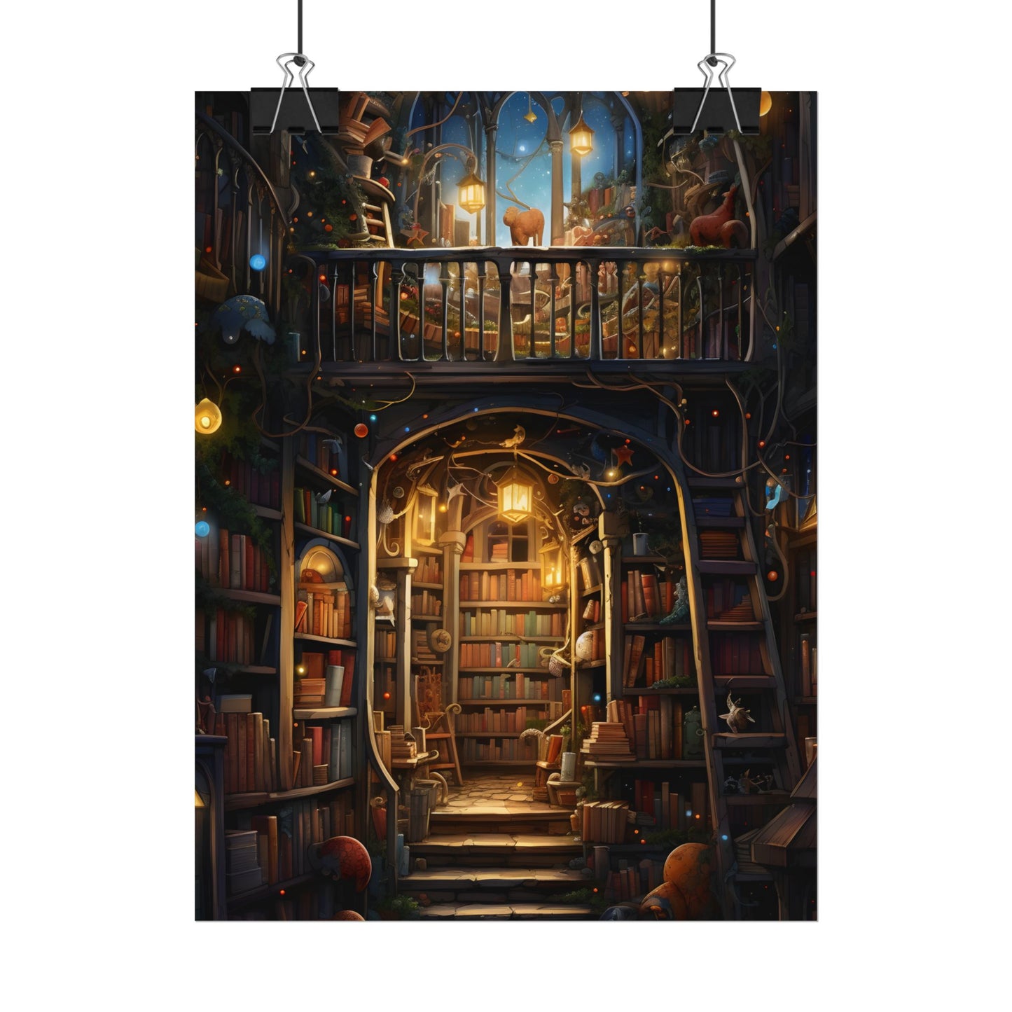 Magical Bookshop Art: A Serene & Enchanting Scene - Poster