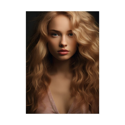 Modern Blonde Woman: Minimalist Style Portrait - Poster