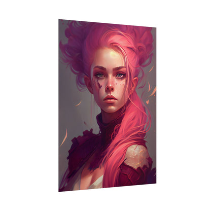 Enigmatic Portrait: Pink Hair in Darkness - Poster