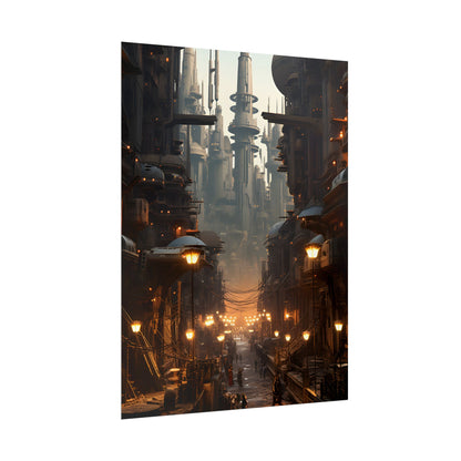 Post-Apocalyptic Steampunk City: Dystopian Artwork - Poster