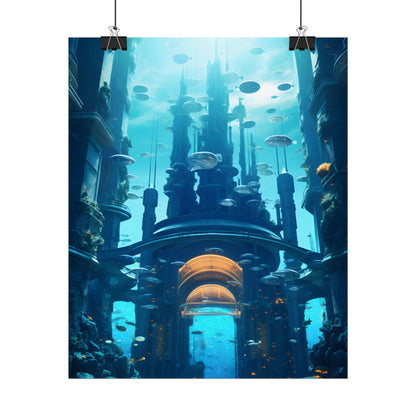 Futuristic Underwater Metropolis: Glass Cityscape - Poster
