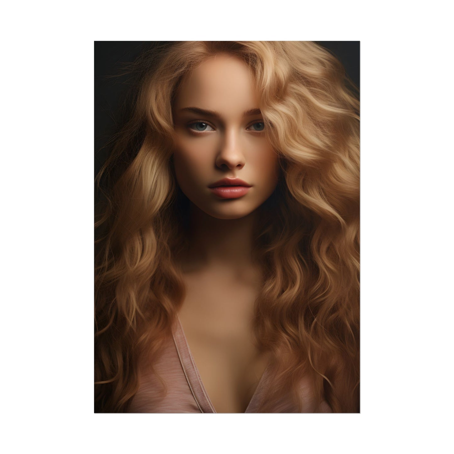 Modern Blonde Woman: Minimalist Style Portrait - Poster