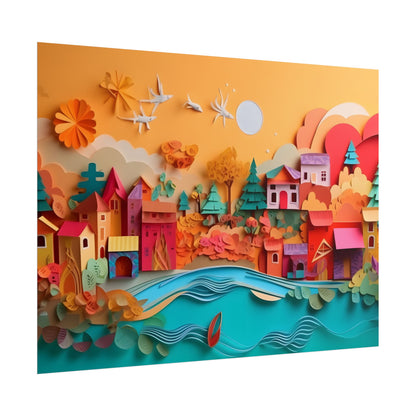 Epic Sunset Beach: Magical Paper Quilling Artwork - Poster