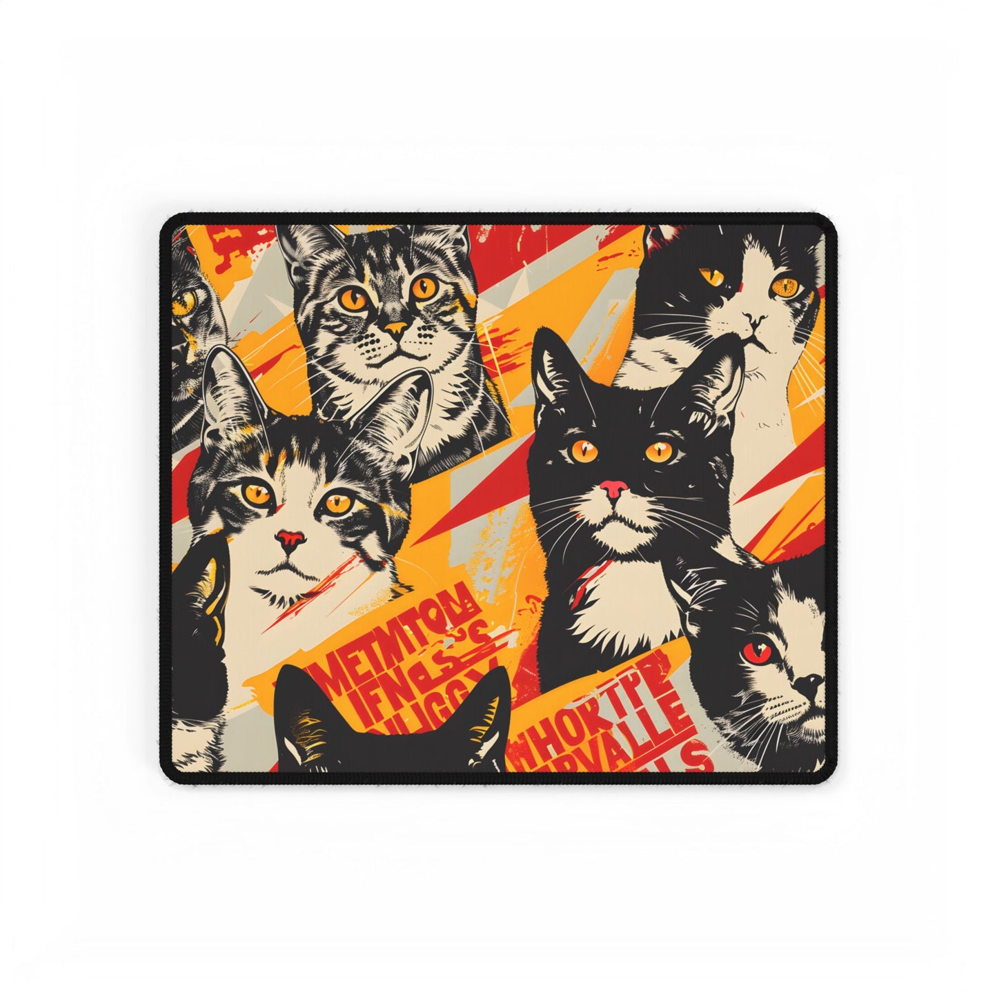 Vibrant Soviet Cats: Colorful Artwork - Desk Mat
