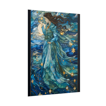 Medieval Stained Glass Art: A Colorful Church Window Piece - Poster