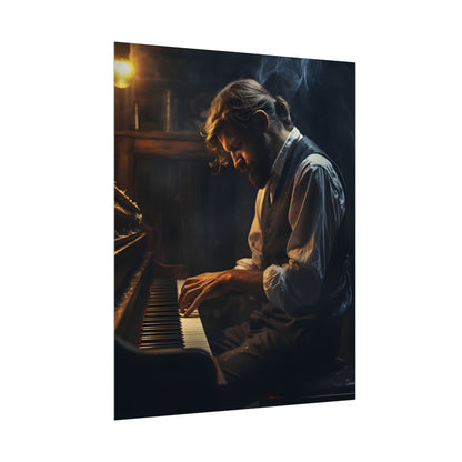 Mysterious Piano Maestro: Musical Artwork - Poster