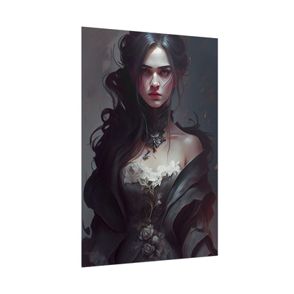 Black Haired Female Portrait: Elegant Outdoor Beauty - Poster
