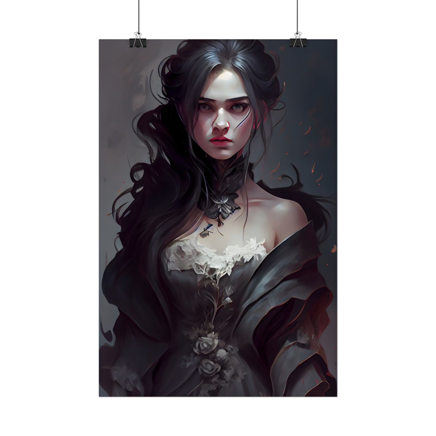 Black Haired Female Portrait: Elegant Outdoor Beauty - Poster