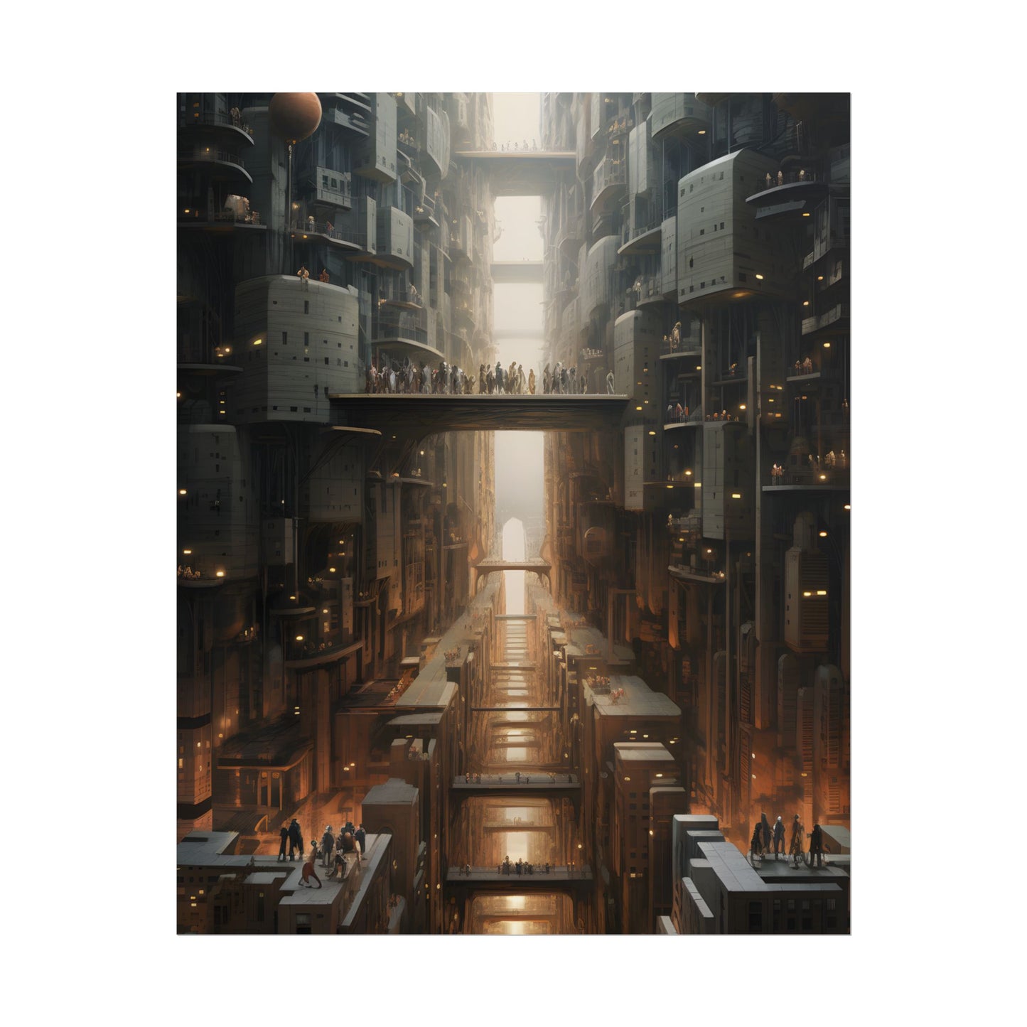 Futuristic City of Perfection: Modern Skyscrapers under Neon Lights - Poster