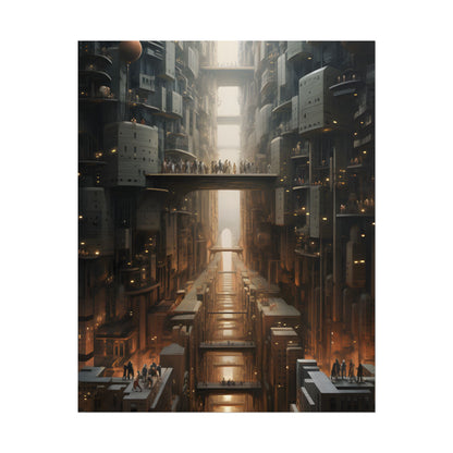 Futuristic City of Perfection: Modern Skyscrapers under Neon Lights - Poster
