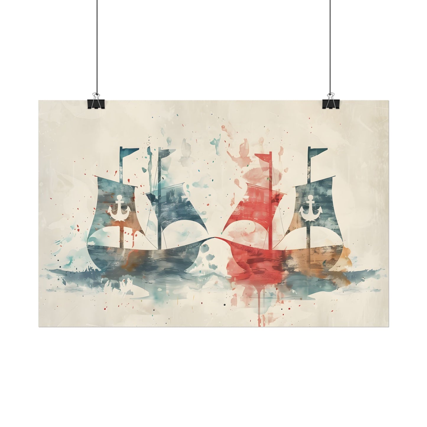 Vintage Nautical Flags: Antique Maritime Heraldry Illustration - Poster