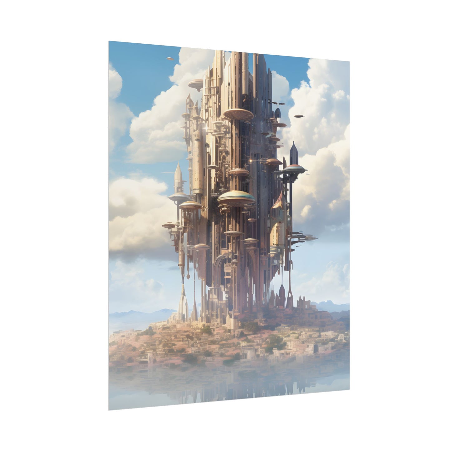 Breathtaking Floating Cityscape: Columbia 6 Digital Art - Poster