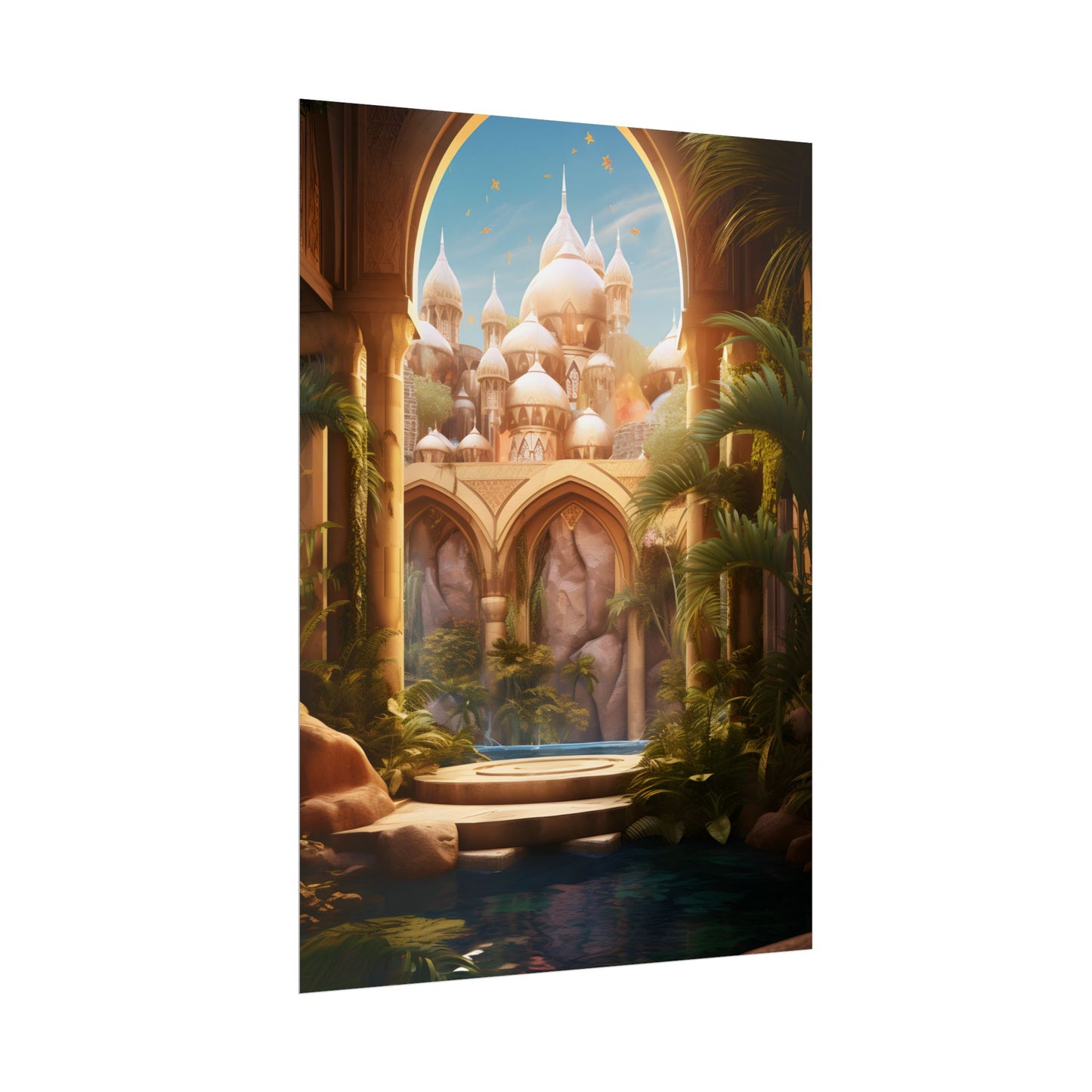 Mythical Desert Oasis: Arabian Nights Inspired Artwork - Poster