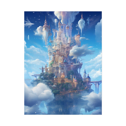 Floating City in Celestial Fantasy Realm: Dreamlike Digital Art - Poster