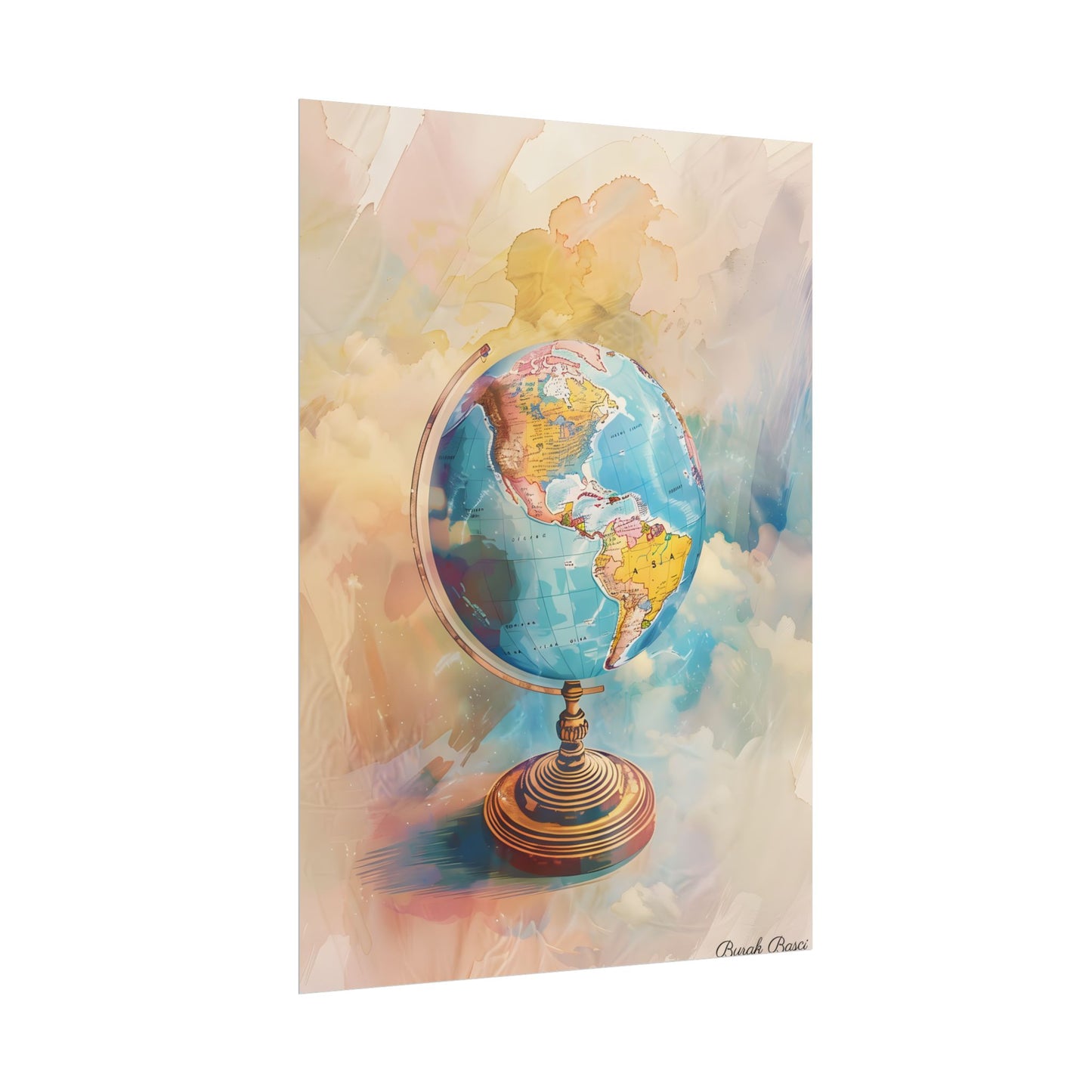 Vintage Globe Adventure: 80 Iconic Landmarks on a Classic Map - Poster