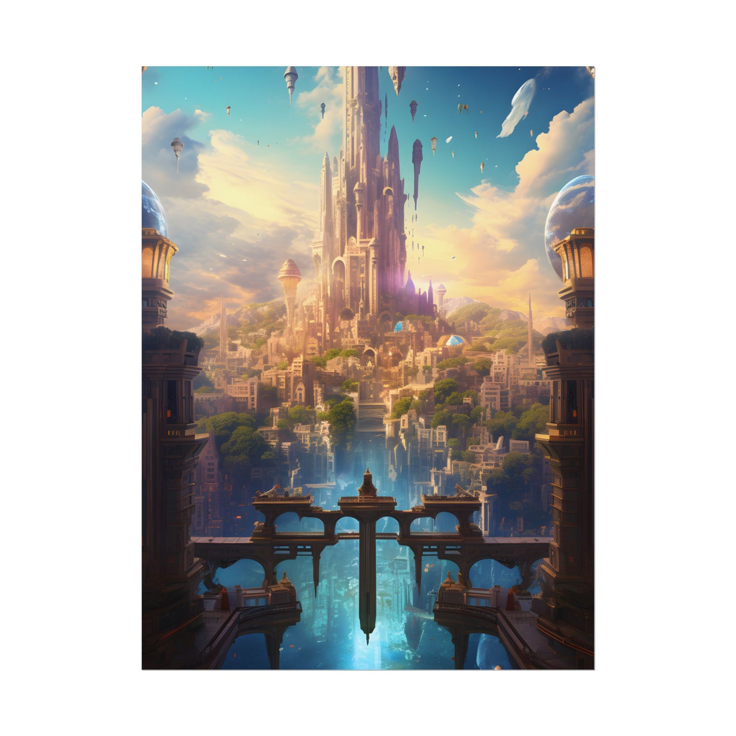 Floating Columbia: Breathtaking Serene Cityscape Artwork - Poster
