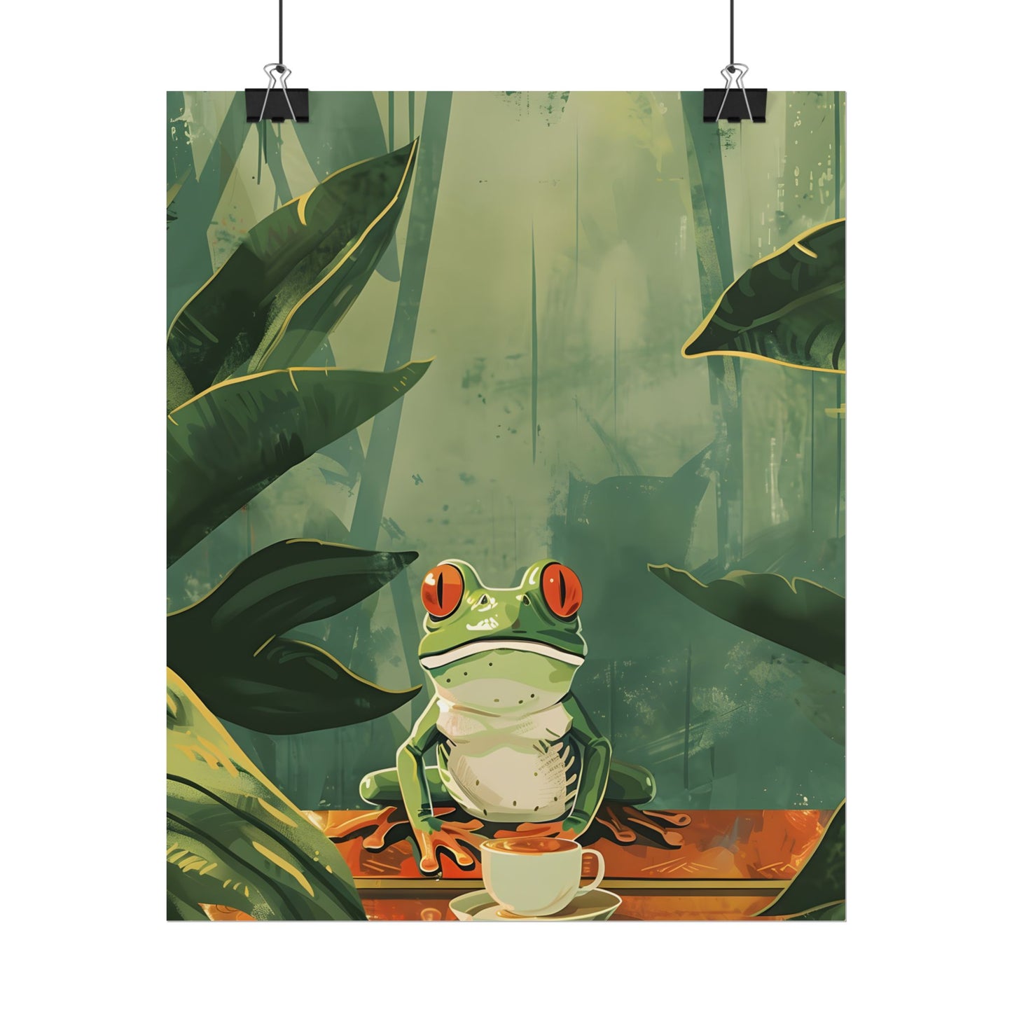 Whimsical Frog Illustration: Tree Branch Artwork - Poster