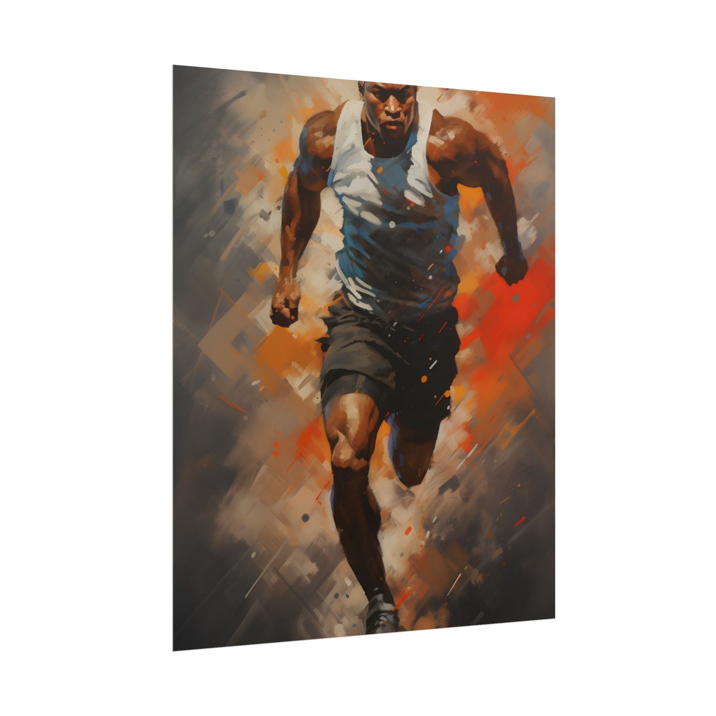 Passionate Athlete in Motion: Dynamic Portrait Artwork - Poster