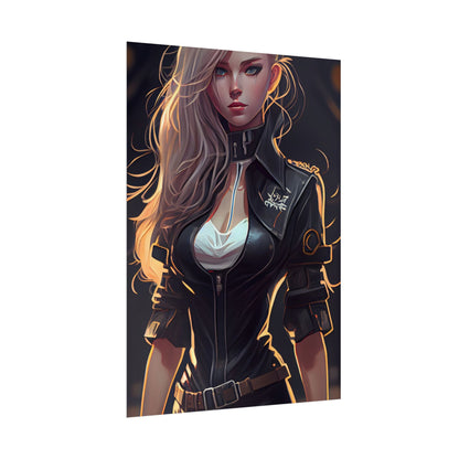 Blonde Female Police Officer: Calm Professional in Hotel Lobby - Poster