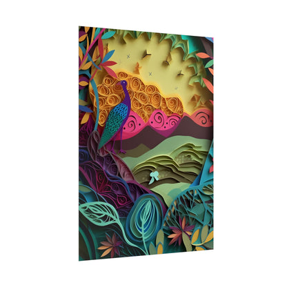Vibrant Indian Quilling Art: Traditional Landscape Decoration - Poster