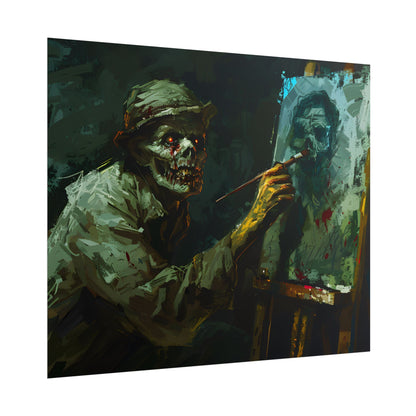 Zombie Painter in Action: Original Digital Art Piece - Poster
