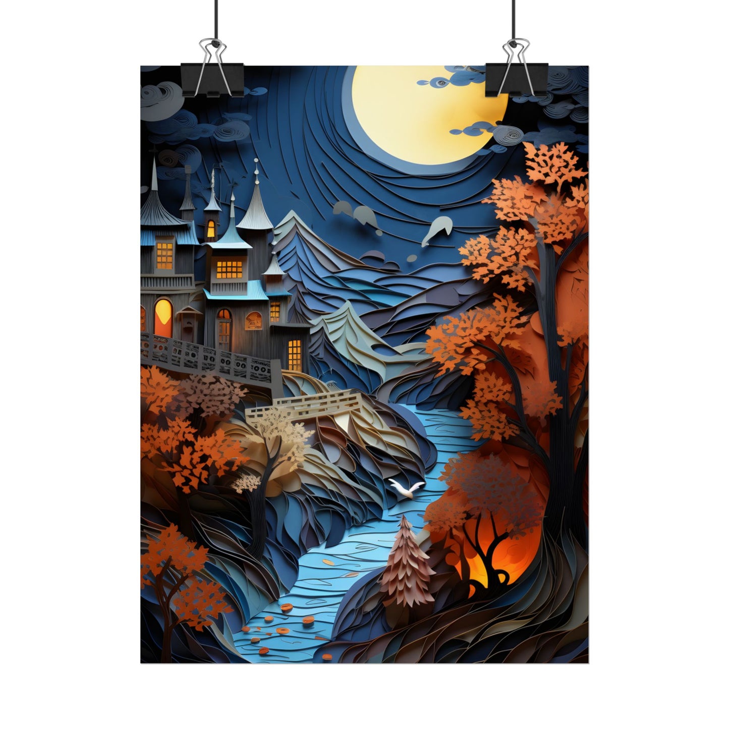 Eye-Catching European Landscape: Realistic Paper Quilling Artwork - Poster
