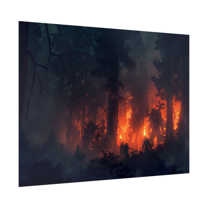 Misty Sunset Gathering: A Group in Nature's Embrace - Poster