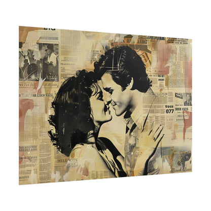 Retro Vintage Romance: Couples Newsprint Artwork - Poster