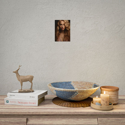 Modern Blonde Woman: Minimalist Style Portrait - Poster