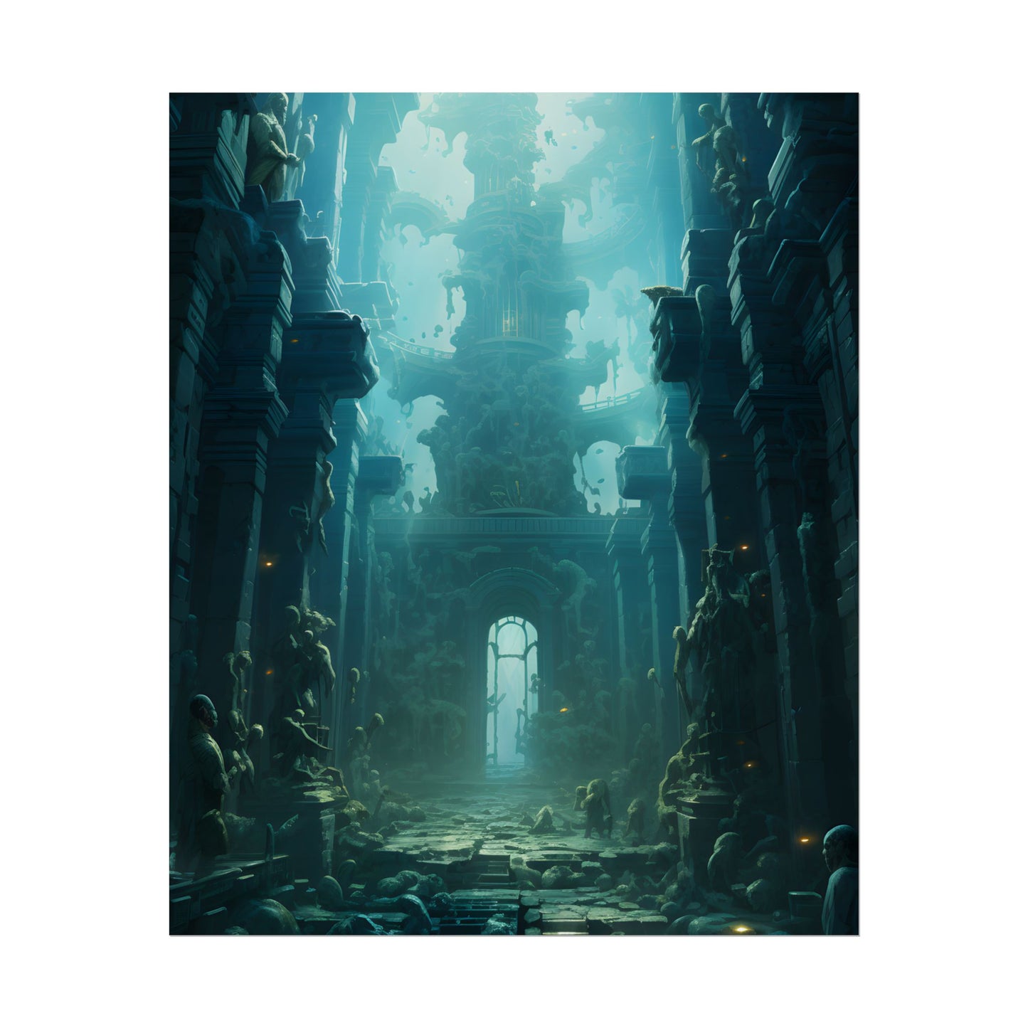 Lost Underwater Civilization: Ancient Ruins in Sunken Depths - Poster
