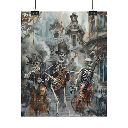 Victorian Lowbrow Jazz: Skeleton Band in Artistic Swing - Poster