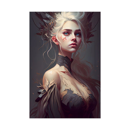 Elegant Blonde Portrait: Outdoor Woman in Dress - Poster