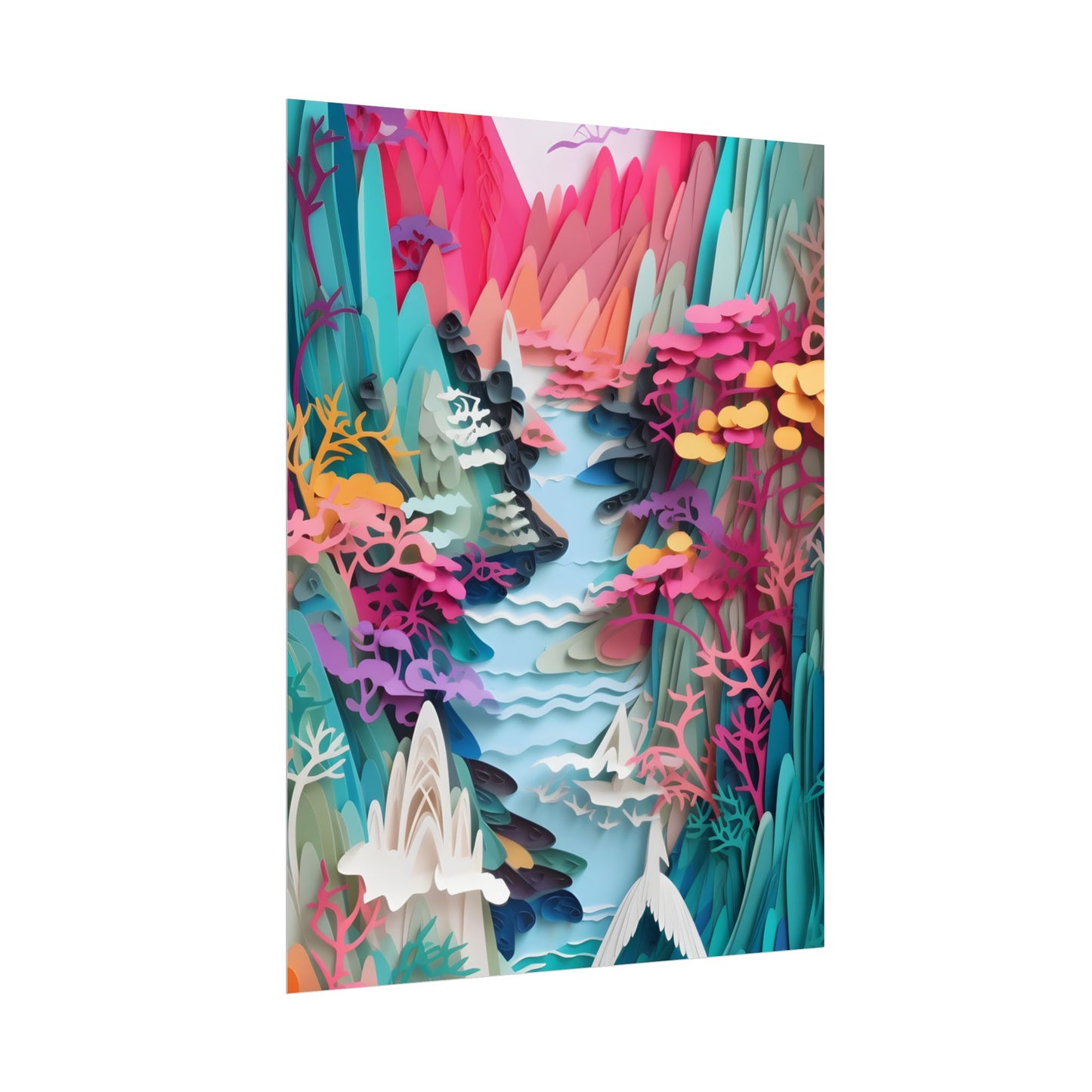 Japanese Paper Quilling Craft: Vibrant Landscape Art - Poster