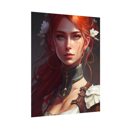 Redheaded Beauty: Formal Portrait in Dark Dress - Poster