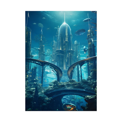 Underwater City of the Future: Sleek Modern Architecture - Poster