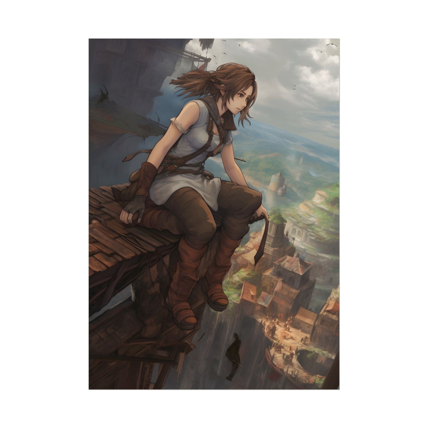Dramatic Anime Birds Eye View: Dynamic Digital Art - Poster