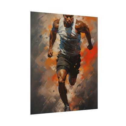 Passionate Athlete in Motion: Dynamic Portrait Artwork - Poster