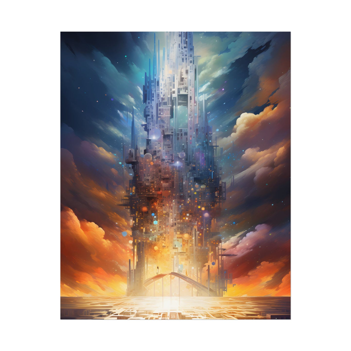 Vibrant Cyber Dreamscape: Abstract Digital Artwork - Poster
