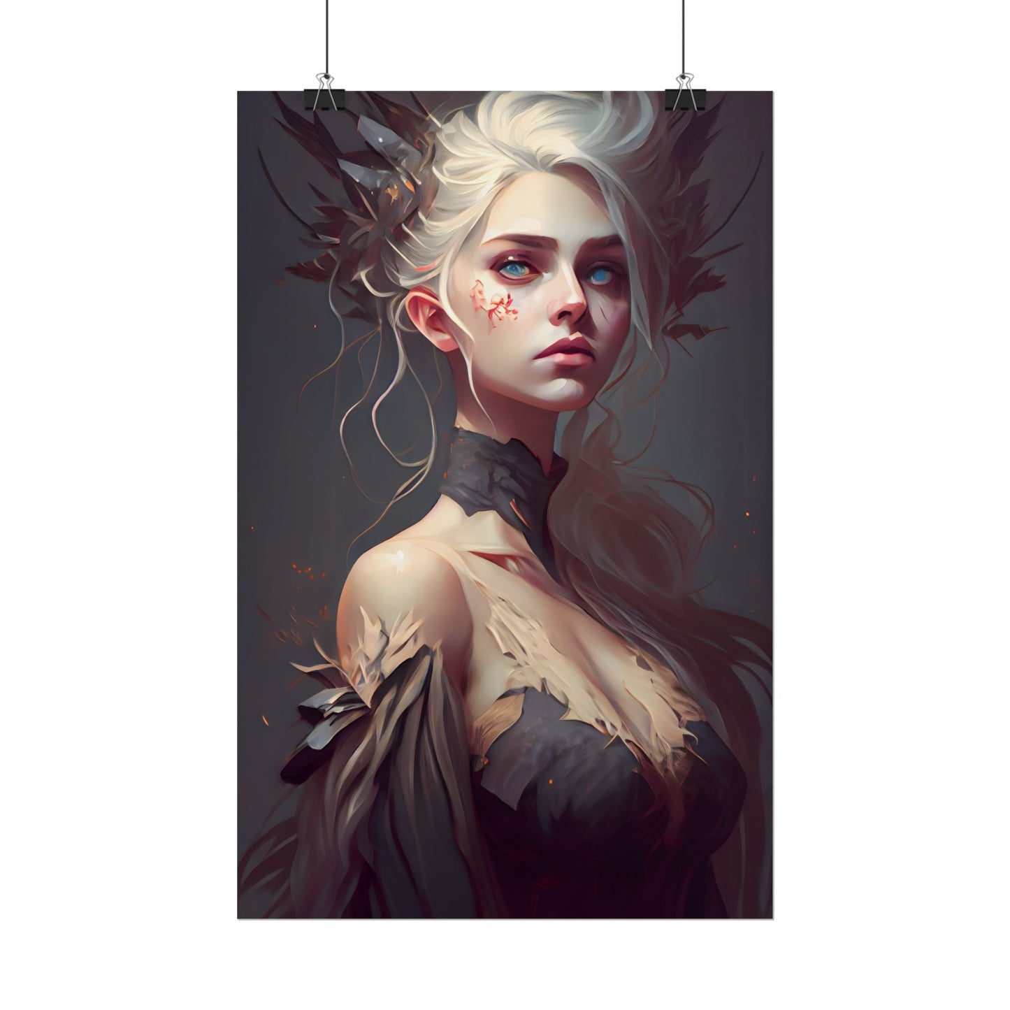 Elegant Blonde Portrait: Outdoor Woman in Dress - Poster