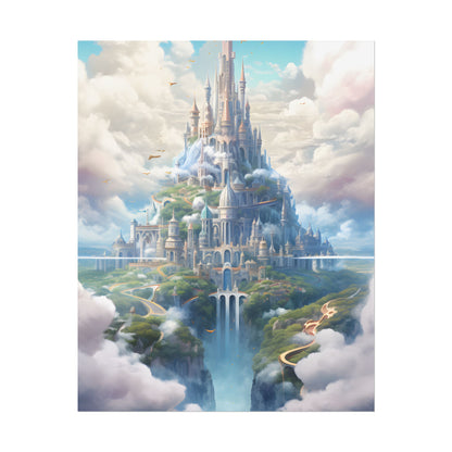 Floating City in Celestial Fantasy Realm: Whimsical Artwork - Poster