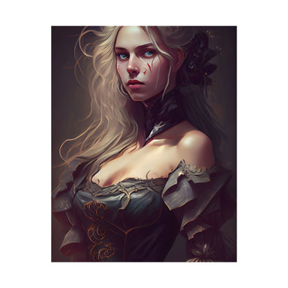 Blonde Female Portrait in a Dress: Stunning Artwork - Poster