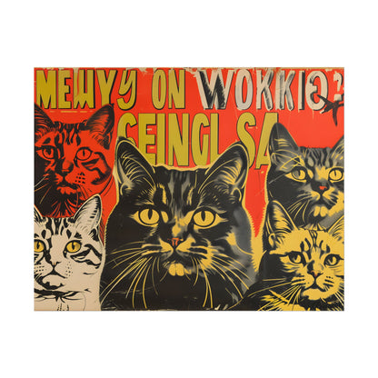 Whisked Away: A Soviet-Inspired Poster Featuring Multiple Feline Friends - Poster