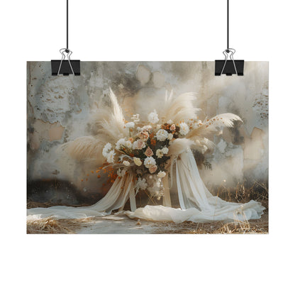 Whimsical Floral Bloom: Pampas Grass Artwork - Poster