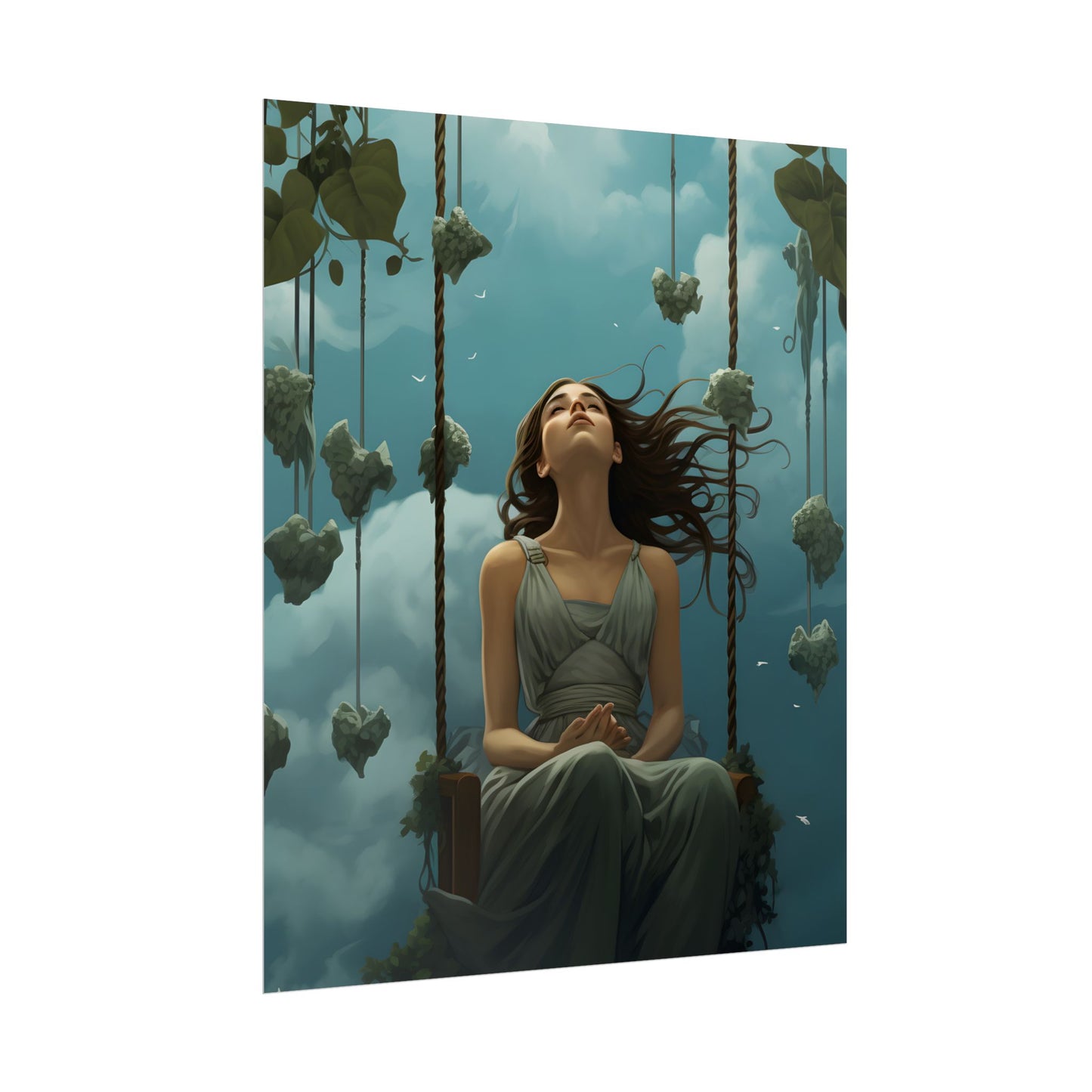 Person at Desk with Laptop: Digital Artwork - Poster