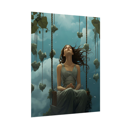 Person at Desk with Laptop: Digital Artwork - Poster