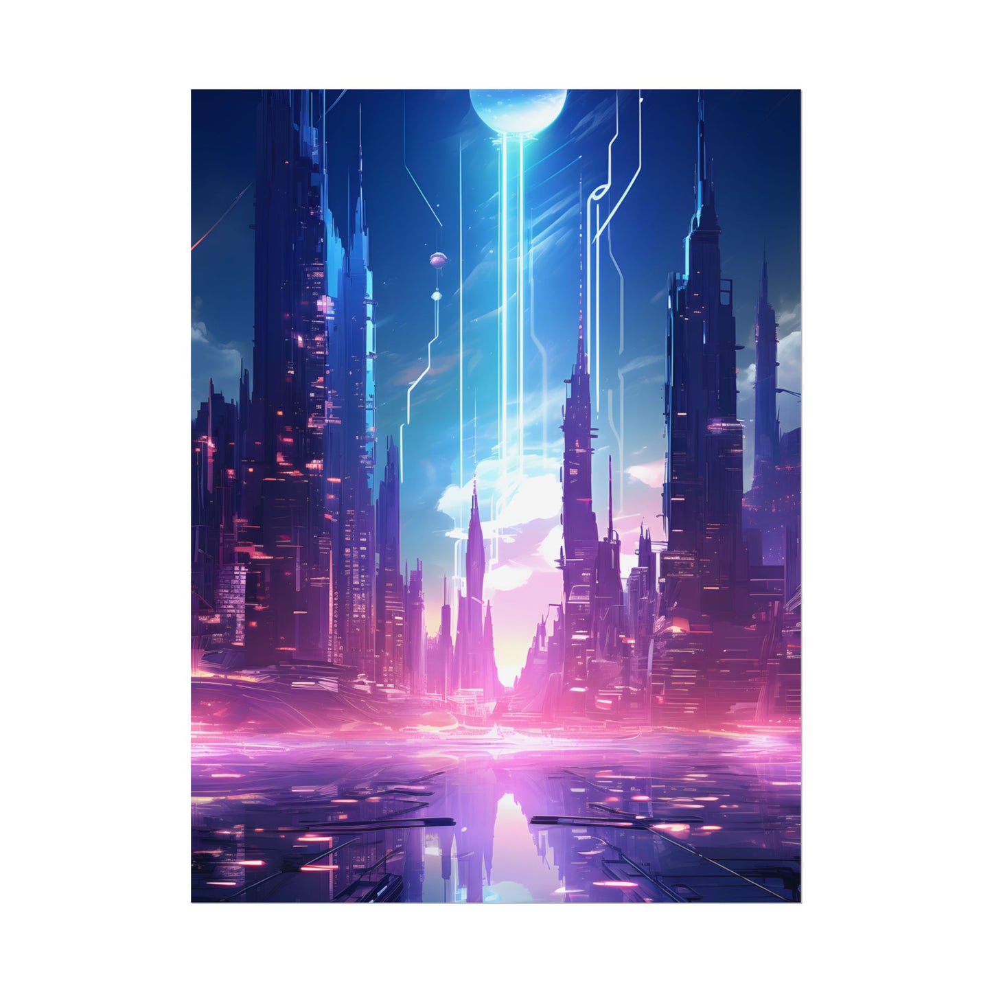 Futuristic Cityscape: Cyberpunk Dreams in a Dystopian World - Poster